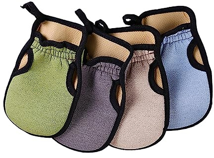 CALLARON 4pcs Bath Gloves of Body Wash Scrubber for Shower Towels Back Massage Gloves and Body Exfoliator for Bathing Accessories Random Color