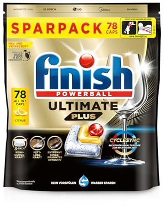 Finish Ultimate Plus Citrus Spülmaschinentabs - Geschirrspültabs für intensive Reinigung, Fettlösekraft und Glanz - Sparpack mit 78 Tabs