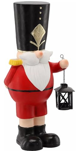 MIKONI Weihnachtsdeko Soldat, Nussknacker 55cm Figuren mit Laterne Weihnachtsfiguren für außen beleuchtete XXL Dekofiguren Weihnachten Wohnzimmer Garten Rentier (55 x 23,5 x 16,5 cm)