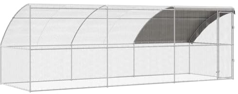 vidaXL Hühnerkäfig 3 pcs Silber 600 x 200 x 200 cm Stahl und PE, Garten und Terrasse, moderner Hühnerstall, stabiler Outdoor-Poultry-Bereich, minimalistisches Haustierschutzhaus