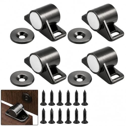 DEFIYEAR 4 Pack Magnetic Catches for Cupboards Door Cabinet Magnets | Zinc Alloy Anti-Rust Plating,15kg Magnetic Pull,Silent Shock-Absorbing Closure,Fits Cabinet,Wardrobe,Drawer,Rv Furniture