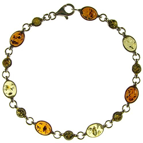 Pulsera de plata de ley 925 con ambar del Baltico joyeria