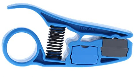 IDEAL Industries, Inc. 45-605 PrepPRO Coax/UTP Cable Stripper, Cable Stripping Tool for RG-59/RG-59 Plenum/RG-6/RG-6 Plenum/RG-6 Quad/RG-6 Quad Plenum, Blue, 1 Coax Stripper,Gray