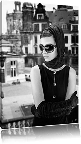 Pixxprint Audrey in Paris, Größe: 100x70cm, Leinwandbild, fertig gespannt, Wandbild, Dekoration, Kunstdruck, kein Poster