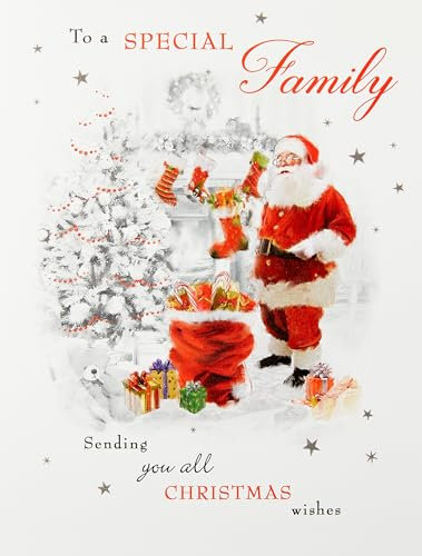 Piccadilly Greetings Traditionelle Weihnachtskarte für eine Familie, 20,3 x 15,2 cm