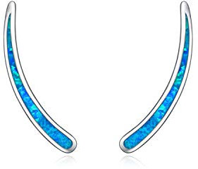 WINNICACA Blau Opal Ohrringe Sterling Silber Bergsteiger Crawler Ohrringe Ohrklemme Geschenke für Frauen Mädchen