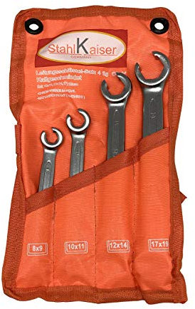Stahlkaiser Germany Bremsleitungsschlüssel 4 TLG. Satz 8-19 mm CRV offener Ringschlüssel Schlüssel