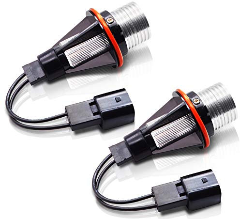 LncBoc 10W LED Angel Eyes No Error CanBus Faros delanteros Halo Ring Bulker Bulbs 420LM 6000K Blanco para E39 E60 E61 E63 E64 E65 E66 E53 E5 1/5/6/7 Serie X3 X5, 2 piezas