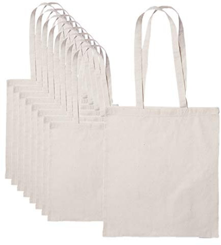 Publiclick® Lote 25 unidades Bolsa de algodón ECO 140 gr COTT,Med 37 X 41 m,Bolsa algodón personalizable, asas larga, Rest 9kg