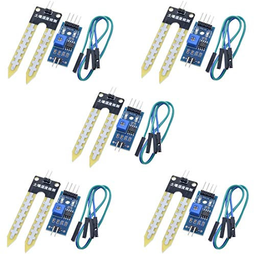 Hailege 5pcs LM393 Sensor de Detección de Humedad del Suelo Sensor de Humedad del Suelo Sensor de Higrómetro de Suelo 3.3V-5V para Arduino Sistema de Riego Automático Robot Smart Auto