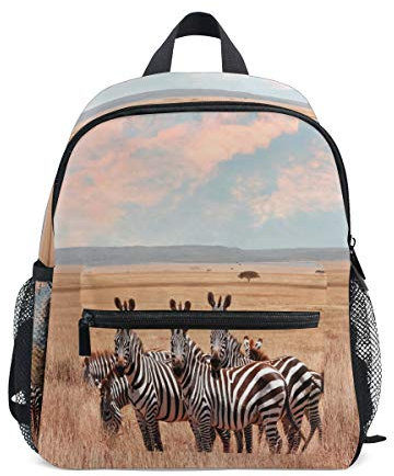 BKEOY Kinder-Rucksack Zebra Afrika Wildlife Kleinkind Schule Buch Tasche Daypack