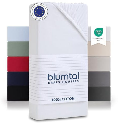 Blumtal® Basics Spannbettlaken 160x200x30cm Jersey - Spannbettlaken aus Baumwolle - Oeko-TEX zertifiziertes Spannbetttuch 160x200cm - Weiss