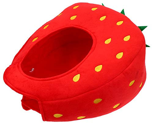 TOYANDONA Obst Kostüm Hut Erdbeere Kostüm Cap One Size Cap Plüsch Obst Hut Kopf Decke für Erwachsene Cosplay Strawberry Plushie