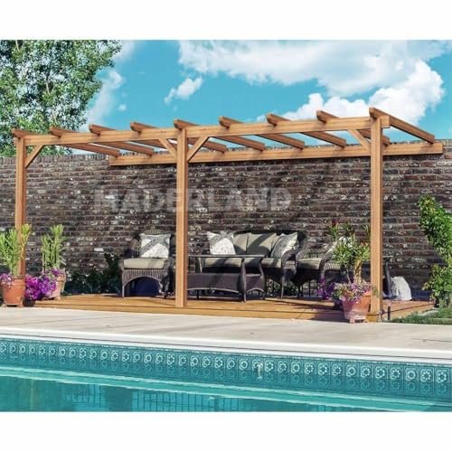 Pergola en bois adossée - modèle PALMA - 600 x 300 cm