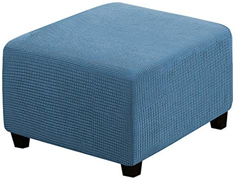 C/N Quadratischer Sitzsack, elastisch, quadratisch, Ottoman-Sitzbezug, quadratisch, Fußhocker, Bezug für Fußstütze, Pulverblau