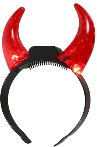Healifty Leuchtender Teufel Stirnband - Leuchtet im Dunkeln, Rotes Horn Kopfschmuck für Damen Herren - Geist Kostüm Foto Prop