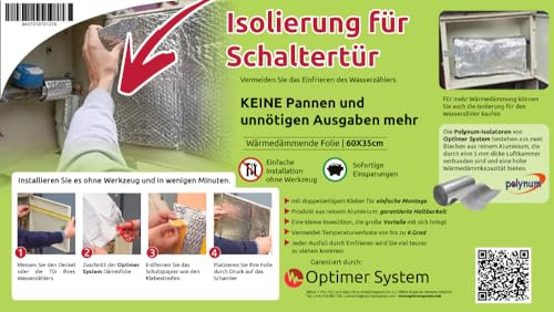 Optimer Home - Isolierung Dämmung für die Tür des Wasserzählers– 0.65x0.35m - heizkörper reflexionsfolie selbstklebend schützt vor Gefrieren