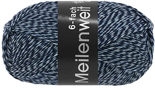 LANA GROSSA Meilenweit 6-fach 150 | 6-fädiger Sockenklassiker, waschmaschinenfest | Handstrickgarn 80% Schurwolle & 20% Polyamid | 150g Wolle zum Stricken & Häkeln | 390m Garn FB8503
