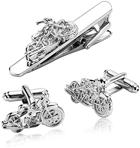 Aotiwe Manschettenknöpfe Trompete, Krawattennadel Brautvater Motorrad Silber Rostfreier Stahl Business Stil