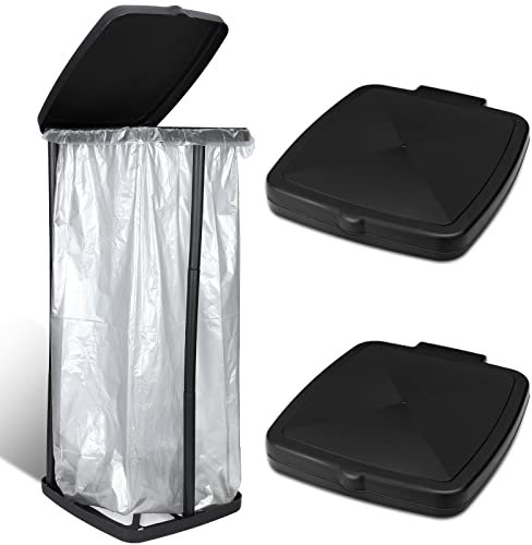 Vicenpal 2 Pcs Portable Garbage Bag Holder Collapsible Trash Can Expandable Outdoor Waste Bins Camping Accessories for Indoor Outdoor RV Picnic Kitchen Home Use, Black