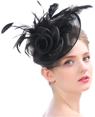 Kopfschmuck Mesh Damen Fascinator Hut mit Haarnadel Banketthut Elegant Haarschmuck 20er 50er Jahre Partyhut Vintage Royal Banketthut für Hochzeit Party Cocktail Karneval