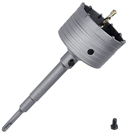 Scie cloche à béton de 100 mm avec tige de connexion SDS Plus de 220 mm, dents en carbure de tungstène (7,7 mm x 4 mm), scie cloche pour béton, ciment, brique, mur, pierre (100 mm)