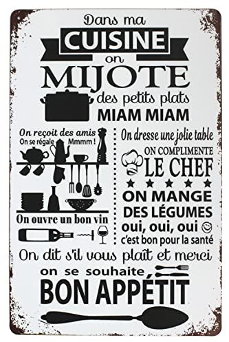 SMARTAIAN Dans Ma Cuisine on Mijote Des Petits Plats Plaque murale vintage en métal