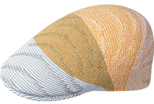 Kangol Wavy Stripe 507 Flatcap Schirmmütze Schiebermütze Herren - mit Schirm Sommer Frühling-Sommer - S (54-55 cm) gelb