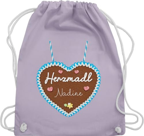 Turnbeutel Rucksack - Kompatibel Oktoberfest - Herzmadl Lebkuchenherz - Unisize - Pastell Lila - trachtenrucksack bayrisches trachten beutel kinder oktoberfest-tasche bayrisch herzmädl taschen