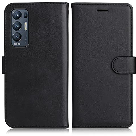 DENDICO Coque pour Oppo Find X3 Neo 5G / Oppo Reno 5 Pro Plus 5G, PU en Cuir Coque Portefeuille Étui Housse, Design Classique TPU Coque pour Oppo Find X3 Neo 5G / Oppo Reno 5 Pro Plus 5G, Noir