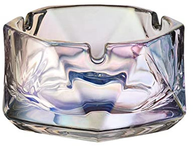 Saim Crystal Glass Ashtray, Cigar Cigarettes Ash Tray Clear Crystal Glass Ashtrays for Home Office Indoor and Outdoor Decorative Beautiful Tabletop Decoration - Hexagonal Shape