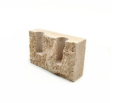 PHINILUX Luxuriöser Marmor-Kerzenhalter, doppelkegelförmig, Travertin-Stein, 2 Löcher, 1 Stück, Party, (beige) (beige Travertin)