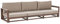 Beliani Gartensofa Akazienholz dunkler Holzfarbton 3-Sitzer Auflagen Taupe Timor II
