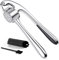 FENGCHUANG Garlic Press, Stainless Steel Professional Kitchen Ginger Crusher,Garlic Slicer, Garlic Press with Garlic Peeler and Brush, User-Friendly Garlic Chopper, Easy to Clean and Durable (Silver)