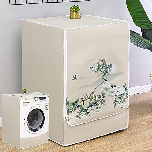 FANSU Copertura Lavatrice per Esterno per Lavatrici e Asciugatrice, Impermeabile Antipolvere Plaid Coprilavatrice da Esterno con Aperture Frontali Protezione Solare (8-10kg,Elegante)