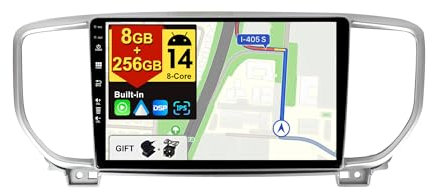 BXLIYER - [8G+256G, 8-Core] - Android 14 IPS Autoradio für KIA KX5 / Sportage 4 (2016-2019) - Kabellos CarPlay/Android Auto/DSP - Kamera & MIC - 9 Zoll 2 Din - DAB Lenkradsteuerung Fast-Boot 360-CAM