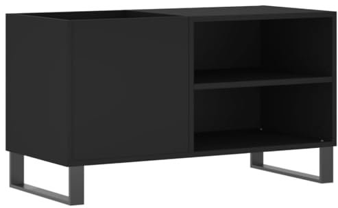 vidaXL Armoire à Disques, Support de Tourne-Disque, Armoire Latérale avec Rangement, Buffet de Salon, Moderne, Noir Bois d'Ingénierie