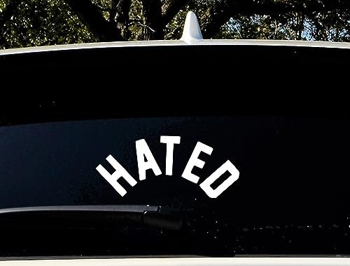 Auto Aufkleber | HATED | Spruch Tuning Heckscheibenaufkleber Autofahrer Frau Daily Dekor Tattoo Autoaufkleber KFZ Tuningzubehör Außen (weiß glanz)