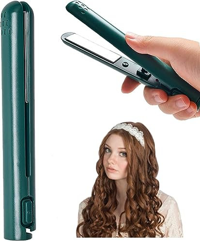Hair Straighteners Curler,2 in 1 Mini Dual-Purpose Curling Iron, Heats Up Fast, Portable USB Plug-in Small Hair Curler Iron, Curling Iron for Home and Travel