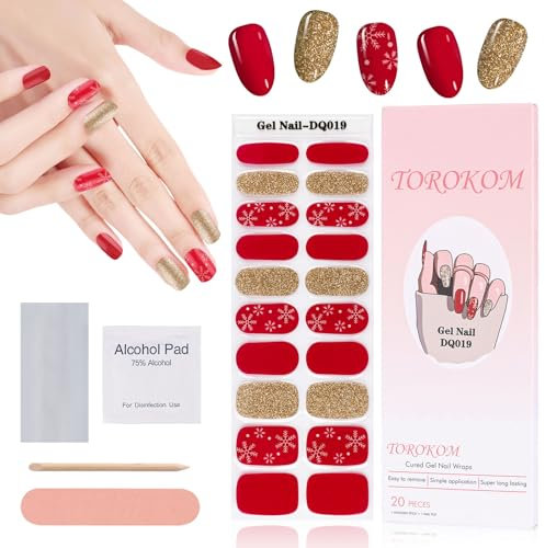 EBANKU Pegatinas Navidad Semicuradas, Árbol y Copo de Nieve, Tiras Con Lima Uñas, Decoración Larga Duración, Gel Nail Art Stickers (SD19)