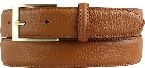 BELTINGER Italienischer Anzug-Gürtel, 30 mm breit, Herren, Anzuggürtel, Hosengürtel, strukturiertes Leder, Schließe Gold