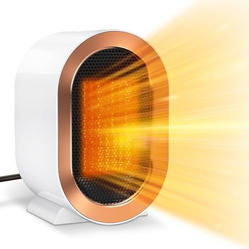 Heizlüfter Energiesparend 1200W, Tragbare PTC Keramik Heizung Elektrisch Energiesparend Leise mit 2 Heizmodi, 3s Schnell heizende Kleiner Sparsamer Heizlüfter für Büro Schlafzimmer, weiß