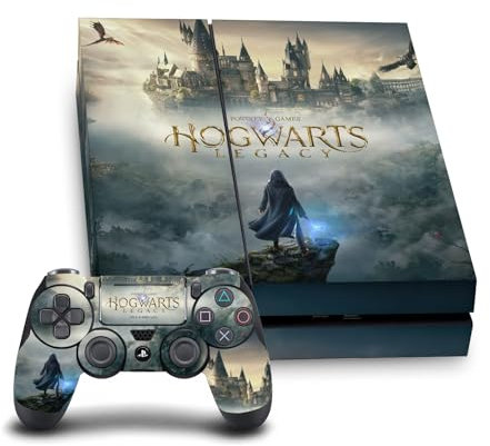 Head Case Designs Offizielle Hogwarts Legacy Wichtige Kunst Grafiken Vinyl Haut Gaming Aufkleber Abziehbild Abdeckung kompatibel mit Sony Playstation 4 PS4 Console and DualShock 4 Controller Bundle