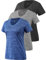 Star Vibe 3 Stücke Sport Shirts Für Damen Fitness Yoga Tshirt Damen Atmungsaktive Women's Activewear Yoga Kurzarm Black/Grey/Navy L
