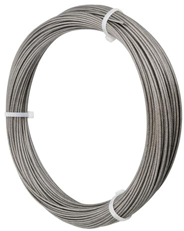 50m Stainless Steel 2mm Rope - PVC Coated Suspension - Hanging Hardy 7x7 - Gardenذية Climbing Plants and Craft Curtains Fence Outdoor Ceiling - 167kg Load Capacity