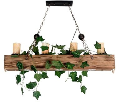 LNINNERY Holz Retro Pendelleuchte Rustikale Kronleuchter E27 Für Küche Kronleuchter Wohnzimmer Büro Cafe
