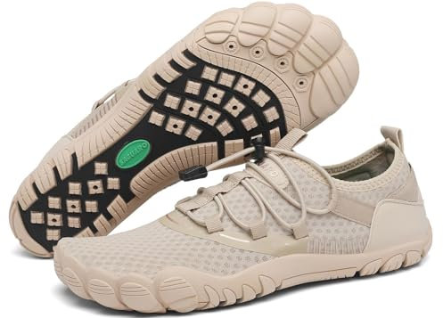 SAGUARO Badeschuhe Damen Herren Wasserschuhe Leicht Schwimmschuhe Schnell Trocknend Atmungsaktiv Strandschuhe Aquaschuhe rutschfeste Outdoor Barfußschuhe für Frauen Männer, Khaki, 43 EU