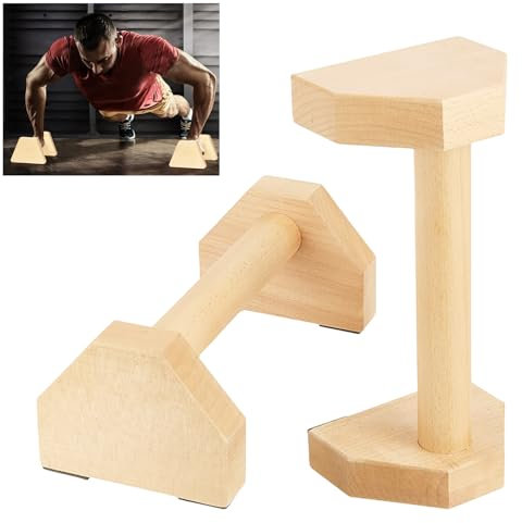 TOATELU 2 stück Holz Liegestützgriffe, Liegestützgriffe, Holz-Parallettes, Rutschfeste Liegestützgriffe, Push Up Bar, Yoga, Liegestütze oder Handstand Griffe für Indoor & Outdoor(1 Paar, 25cm)