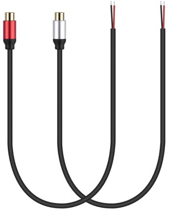 (2 unidades) 1 ftSpeaker Wire RCA hembra Jack Connector adaptador a cable sonido altavoces desnudo de extremo abierto audio vídeo RCA para amplificador receptor altavoz