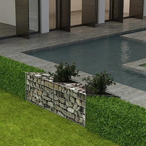 Baziroo Steinkorb Verzinkter Stahl 120x30x50 cm Silbern Gabionengitter Gabione Stein Wand Gabionen Sichtschutz Gabion Stone Gabion Wall Gabion Basket Gabionenwand Garden Fence Steinkoerbe